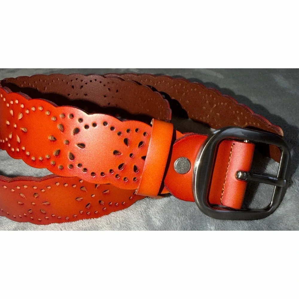 🧡 Elegant Perforated Western Belt
